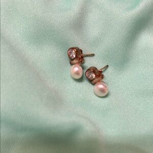 Gold White Pearl Earrings